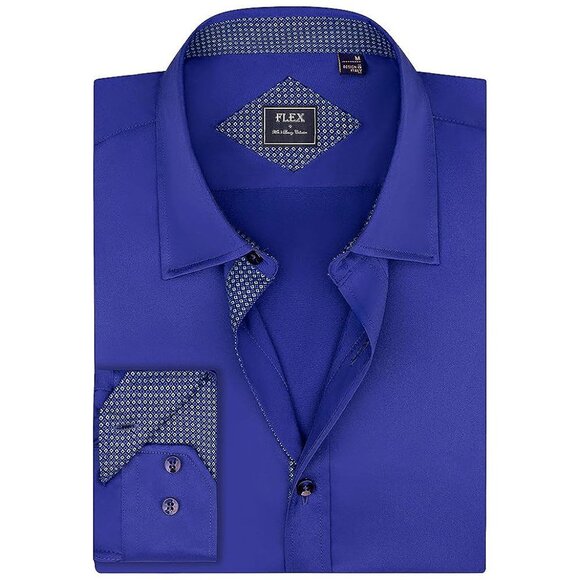 Men's Dress Shirts Long Sleeve Royal Blue - Picture 3 of 8